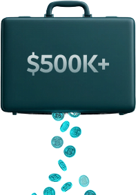 Briefcase with coins